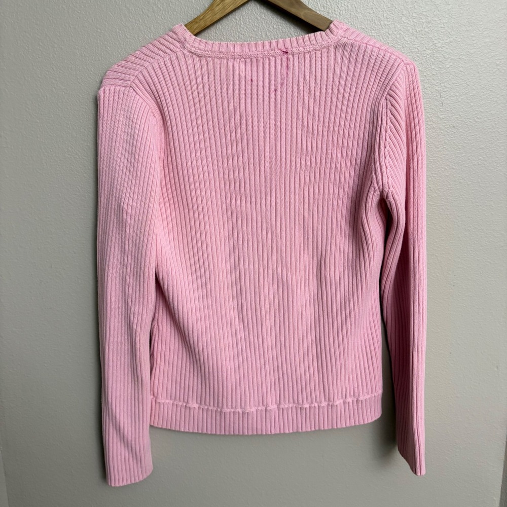 y2k Tommy Hilfiger Jeans Pink Ribbed Quarter Zip Sweater Large Preppy Coquette - Picture 5 of 8